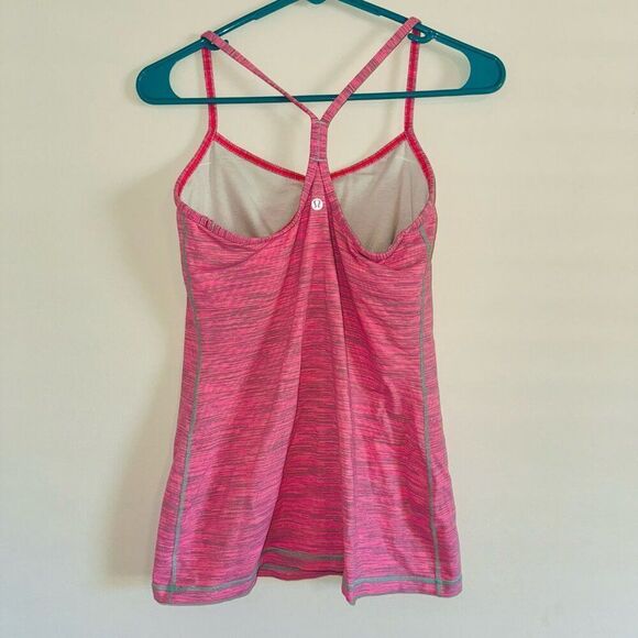 Lululemon Pink & Grey Zebra Striped Power Y Tank Top SIZE 8 - Picture 2 of 3